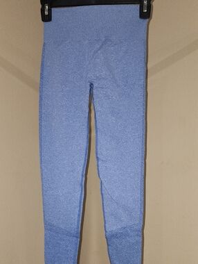 High-Rise Blue Seamless Active Leggings